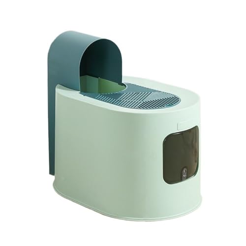 Katzentoilette, Große Katzentoilette mit Haube, Deckel, Spritzschutz und leicht zu reinigender Schale Katzentoilette(Blue) von birene