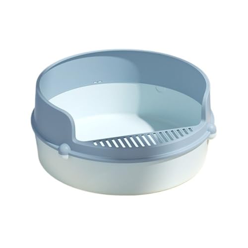 Katzentoilette, Halbgeschlossene Katzentoilette, hohe Seitenwände, spritzwassergeschützt und auslaufsicher Katzentoilette(Blue) von birene