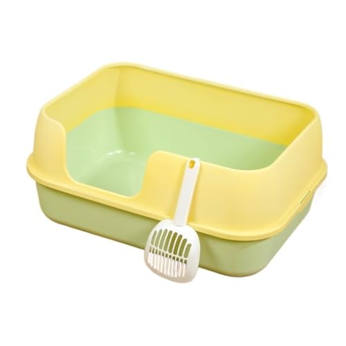 Katzentoilette, Halbgeschlossene Katzentoilette mit hohen Seitenwänden for große Katzen und Kaninchen, abnehmbar Katzentoilette(Green) von birene