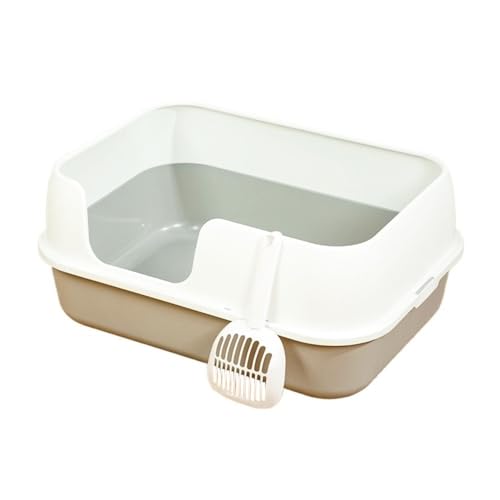 Katzentoilette, Halbgeschlossene Katzentoilette mit hohen Seitenwänden for große Katzen und Kaninchen, abnehmbar Katzentoilette(White) von birene