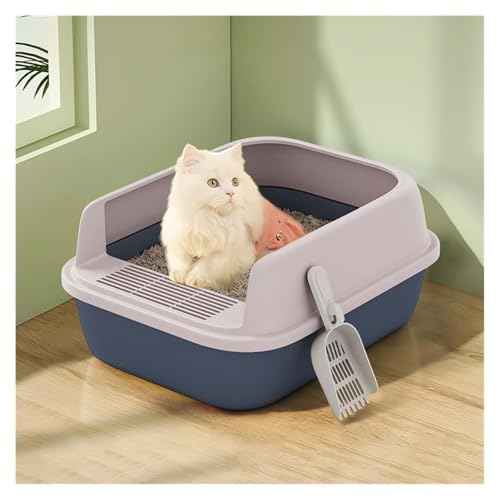 Katzentoilette, Halboffene Katzentoilette mit hohen Seitenwänden, Spritzschutz und leicht zu reinigen Katzentoilette(Dark Grey,L) von birene