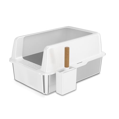 Katzentoilette, Katzentoilette aus Edelstahl, hohe Seitenwände mit Schaufel, leicht zu reinigen, antihaftbeschichtet, for mehrere Katzen Katzentoilette Katzentoilette, Katzentoilette aus Edelstahl, hohe Seitenwände mit Schaufel, leicht zu reinigen, antihaftbeschichtet, for mehrere Katzen Katzentoilette von birene
