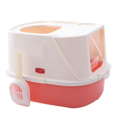 Katzentoilette, Katzentoilette mit Schaufel, geschlossenes Design for große Katzen, leicht zu reinigen Katzentoilette(Pink) von birene