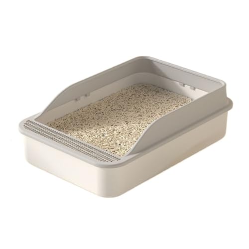 Katzentoilette, Katzentoilette mit offenem Deckel, hohen Seitenwänden und abnehmbarem Becken, inklusive Schaufel Katzentoilette(Gray) von birene