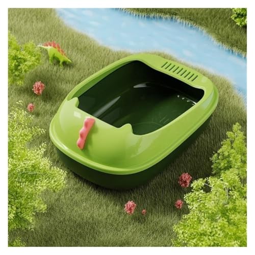 Katzentoilette, Robuste offene Katzentoilette mit Schaufel, Spritzschutz-Tiertablett Katzentoilette(Green) von birene