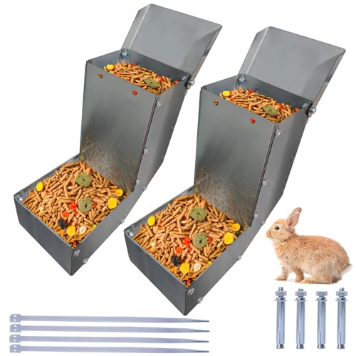304 Edelstahl Automatischer Futterspender für Käfig Haustiere Schwerkraft-Futterstation für Kaninchen,Vögel, Chinchilla Katzen, Frettchen und andere Kleintiere (2pcs) von biubiusot