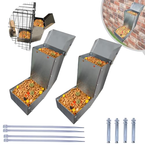 Kleintier-Futterstation für den Außenbereich, Schwerkraft-Kaninchen, Frettchen, Edelstahl, langlebig, 2 Stück Kleintier-Futterstation für den Außenbereich, Schwerkraft-Kaninchen, Frettchen, Edelstahl, langlebig, 2 Stück von biubiusot