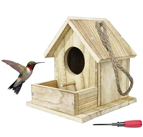 Nistkasten Vogelhaus Meisenkasten Rotkehlchen Vögel Futterhäuschen Holz Aufhängen Wetterfester DIY für Meisen Kleinvögel Nesträuberschutz 12x17x17cm von biubiusot