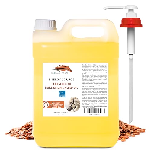 100% Natürliches Leinöl Futteröl | Verbesserung der Verdauung und Fellglanz | Für Pferde & Hunde | Omega-3-Fettsäuren, 5000 ml von bleu & marine Bretania