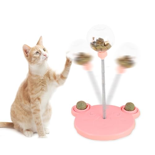 Wackeliges Hundespielzeugspielzeug und austritt behandelt Futterball Für Hunde, interaktiver Katzenfuttertüter, Lebensmittelspender für kleine Hunde Katzen Verfolgungsjagd und Bewegung (ROSA) von blodfune