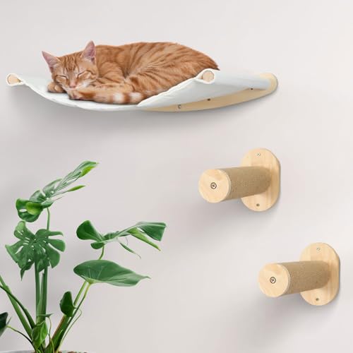 Kletterwand Katzen,Wand montierte Katze-Hängematte, Katzenzubehör aus natürlichem Kiefernholz,Katzen Kletterwand Set,Geeignet für Katzen zum Klettern, Schlafen und Spielen Kletterwand Katzen,Wand montierte Katze-Hängematte, Katzenzubehör aus natürlichem Kiefernholz,Katzen Kletterwand Set,Geeignet für Katzen zum Klettern, Schlafen und Spielen von bluaqua