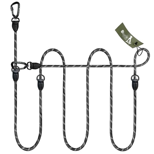 BLUZELLE Verstellbare Hundeleine 3m, Mittelgroße & Große Hunde, Freihandleine Doppelleine für 2 Hunde, 2 Starke Aluminium-Karabiner, Reflektierende Paracord-Leine mit Leder-Akzenten, Farbe:Schwarz BLUZELLE Verstellbare Hundeleine 3m, Mittelgroße & Große Hunde, Freihandleine Doppelleine für 2 Hunde, 2 Starke Aluminium-Karabiner, Reflektierende Paracord-Leine mit Leder-Akzenten, Farbe:Schwarz von bluzelle