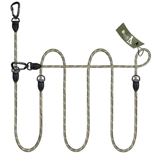 BLUZELLE Verstellbare Hundeleine 3m, Mittelgroße & Große Hunde, Freihandleine Doppelleine für 2 Hunde, 2 Starke Aluminium-Karabiner, Reflektierende Paracord-Leine mit Leder-Akzenten, Farbe:Grün BLUZELLE Verstellbare Hundeleine 3m, Mittelgroße & Große Hunde, Freihandleine Doppelleine für 2 Hunde, 2 Starke Aluminium-Karabiner, Reflektierende Paracord-Leine mit Leder-Akzenten, Farbe:Grün von bluzelle