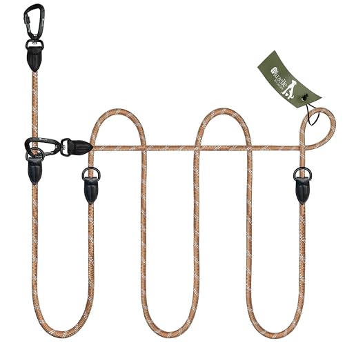 BLUZELLE Verstellbare Hundeleine 3m, Mittelgroße & Große Hunde, Freihandleine Doppelleine für 2 Hunde, 2 Starke Aluminium-Karabiner, Reflektierende Paracord-Leine mit Leder-Akzenten, Farbe:Khaki BLUZELLE Verstellbare Hundeleine 3m, Mittelgroße & Große Hunde, Freihandleine Doppelleine für 2 Hunde, 2 Starke Aluminium-Karabiner, Reflektierende Paracord-Leine mit Leder-Akzenten, Farbe:Khaki von bluzelle