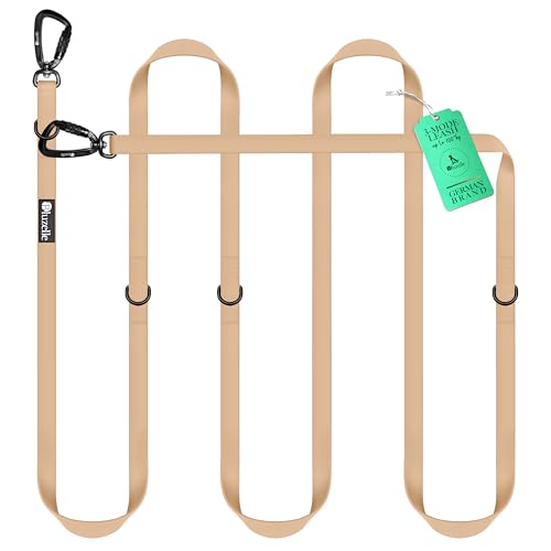 BLUZELLE Wasserfeste Hundeleine 3m, Wetterfestes PVC & 2 Starke 360° Aluminium Karabiner-Haken, Verstellbare Doppelleine für 2 Hunde, Freihand-Leine zum Umhängen, Schmutzabweisend, Farbe:Beige BLUZELLE Wasserfeste Hundeleine 3m, Wetterfestes PVC & 2 Starke 360° Aluminium Karabiner-Haken, Verstellbare Doppelleine für 2 Hunde, Freihand-Leine zum Umhängen, Schmutzabweisend, Farbe:Beige von bluzelle