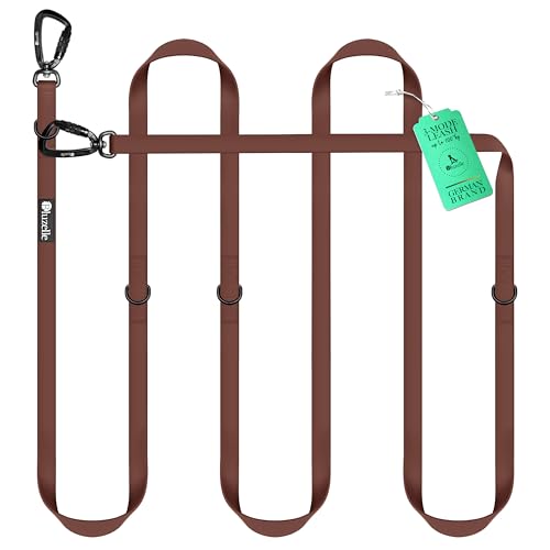 BLUZELLE Wasserfeste Hundeleine 3m, Wetterfestes PVC & 2 Starke 360° Aluminium Karabiner-Haken, Verstellbare Doppelleine für 2 Hunde, Freihand-Leine zum Umhängen, Schmutzabweisend, Farbe:Braun BLUZELLE Wasserfeste Hundeleine 3m, Wetterfestes PVC & 2 Starke 360° Aluminium Karabiner-Haken, Verstellbare Doppelleine für 2 Hunde, Freihand-Leine zum Umhängen, Schmutzabweisend, Farbe:Braun von bluzelle