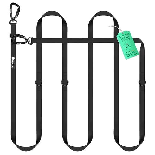 BLUZELLE Wasserfeste Hundeleine 3m, Wetterfestes PVC & 2 Starke 360° Aluminium Karabiner-Haken, Verstellbare Doppelleine für 2 Hunde, Freihand-Leine zum Umhängen, Schmutzabweisend, Farbe:Schwarz BLUZELLE Wasserfeste Hundeleine 3m, Wetterfestes PVC & 2 Starke 360° Aluminium Karabiner-Haken, Verstellbare Doppelleine für 2 Hunde, Freihand-Leine zum Umhängen, Schmutzabweisend, Farbe:Schwarz von bluzelle