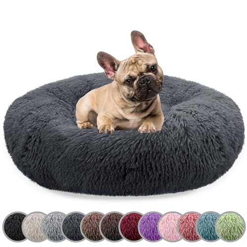 bluzelle Hundebett für Mittelgroße Hunde, 70cm Hundekissen Rund Donut Kissen Hundekorb Flauschig Plüsch, Ergonomisch Bezug Waschbar rutschfest Weich Kunstfell, Farbe:Dunkel-Grau bluzelle Hundebett für Mittelgroße Hunde, 70cm Hundekissen Rund Donut Kissen Hundekorb Flauschig Plüsch, Ergonomisch Bezug Waschbar rutschfest Weich Kunstfell, Farbe:Dunkel-Grau von bluzelle