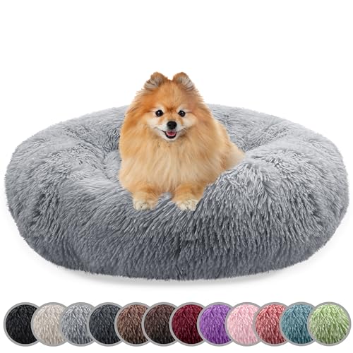 bluzelle Hundebett für kleine Hunde & Katzen, 60cm Hundekissen Rund Donut Kissen Hundekorb Plüsch, Katzenbett Flauschig Katzenkissen Waschbar rutschfest Weich, Farbe:Hellgrau bluzelle Hundebett für kleine Hunde & Katzen, 60cm Hundekissen Rund Donut Kissen Hundekorb Plüsch, Katzenbett Flauschig Katzenkissen Waschbar rutschfest Weich, Farbe:Hellgrau von bluzelle