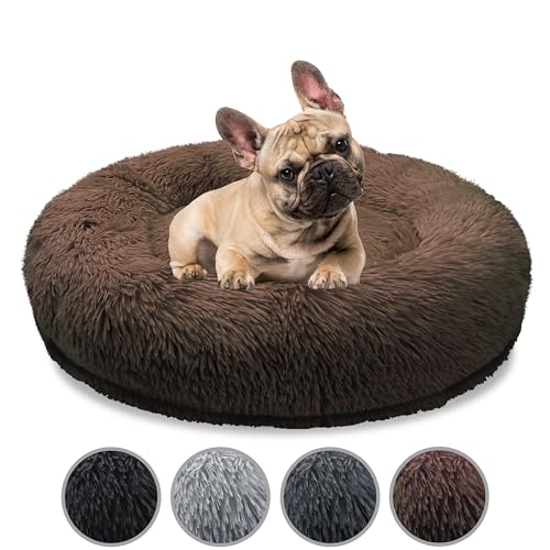 bluzelle Orthopädisches Hundebett für Mittelgroße Hunde, 70cm Donut Kissen Waschbar Memory Foam Rund, Hundekorb Hundekissen Flauschig Plüsch Kunstfell Weich, Farbe:Coffee von bluzelle