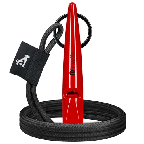 bluzelle Recall 5800 Profi Hundepfeife mit Band für Hundetraining, Pfeife aus BPA-freiem Kunststoff, Einstellbares Umhängeband aus Polyester, Genormte Frequenz 5800Hz, Hund Rückruf, Farbe:Rot von bluzelle