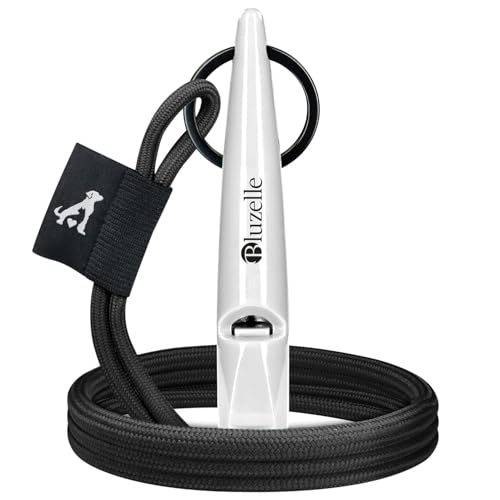 bluzelle Recall 5800 Profi Hundepfeife mit Band für Hundetraining, Pfeife aus BPA-freiem Kunststoff, Einstellbares Umhängeband aus Polyester, Genormte Frequenz 5800Hz, Hund Rückruf, Farbe:Weiß von bluzelle