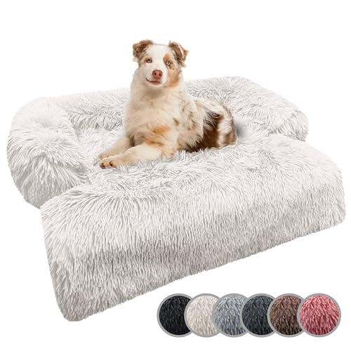 bluzelle Sofaschutz Hundebett für kleine & mittelgroße Hunde, Hundedecke für Couch Sofa Cover, Plüsch Hundesofa Schutzdecke rutschfest Wasserdicht Waschbar Abnehmbarer Bezug, Farbe:Cream von bluzelle