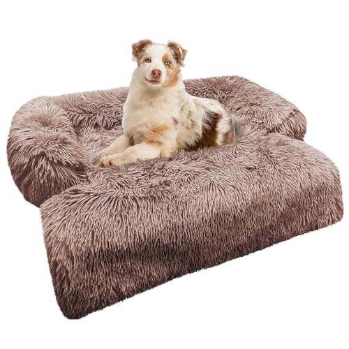 bluzelle Sofaschutz Hundebett für kleine & mittelgroße Hunde, Hundedecke für Couch Sofa Cover, Plüsch Hundesofa Schutzdecke rutschfest Wasserdicht Waschbar Abnehmbarer Bezug, Farbe:Khaki von bluzelle