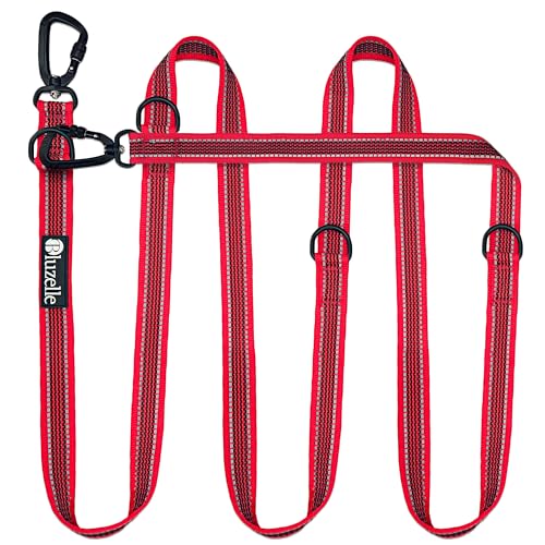 bluzelle Starke Hundeleine 3m für Große Hunde bis 100kg, Extra Robuste 360° Aluminium Karabiner-Haken, Gummierte Doppelleine für 2 Hunde, Verstellbare Freihand-Leine zum Umhängen, Farbe:Rot bluzelle Starke Hundeleine 3m für Große Hunde bis 100kg, Extra Robuste 360° Aluminium Karabiner-Haken, Gummierte Doppelleine für 2 Hunde, Verstellbare Freihand-Leine zum Umhängen, Farbe:Rot von bluzelle
