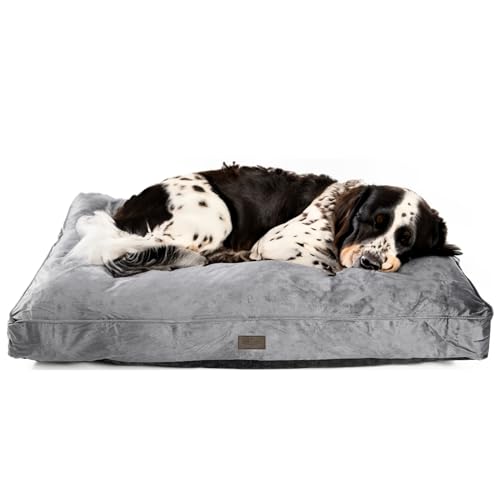 Bo & Flash Design Hundekissen für große Hunde – Trendige Liegematte Madison – Waschbar und ohne Schadstoffe – Liegekissen Flach mit Anti-Rutsch-Beschichtung – XL 80 X 120 X 12 cm – Dark Grey von bo&flash