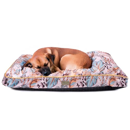 Bo & Flash Design Hundekissen für kleine Hunde – Trendige Liegematte Madison – Waschbar und ohne Schadstoffe – Liegekissen Flach mit Anti-Rutsch-Beschichtung – M 50 X 80 X 10 cm – Erdem von bo&flash