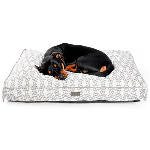 Bo & Flash Design Hundekissen für kleine Hunde – Trendige Liegematte Madison – Waschbar und ohne Schadstoffe – Liegekissen Flach mit Anti-Rutsch-Beschichtung – M 50 X 80 X 10 cm – Ruby von bo&flash