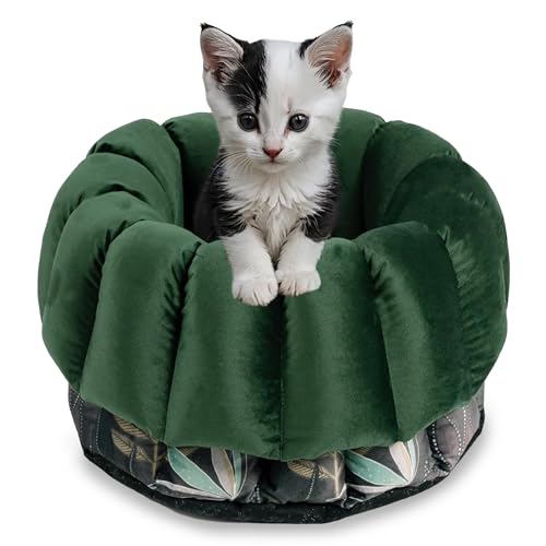 bo&flash Flauschiges Katzenbett Los Angeles – Trendiger Katzen Schlafplatz Waschbar und ohne Schadstoffe – Rundes Design Haustierbett mit hochwertigem Flanellbezug – 45 x 23 cm – Max von bo&flash