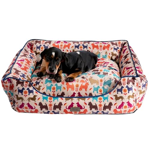 bo&flash Kuscheliges Hundebett Austin "Marielle" - M - Hundesofa für Kleine & Große Hunde - Design Waschbar - Gelenkschonend Mit Anti-Rutsch-Beschichtung von bo&flash