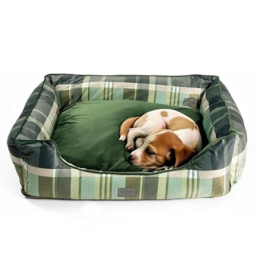 bo&flash Kuscheliges Hundebett Groß – Trendiges Hundekörbchen Austin – Hundesofa Gelenkschonend und Waschbar für Mitttelgroße Hunde – L 70 X 90 X 25 cm – Quadratisch mit Rand – Frank von bo&flash