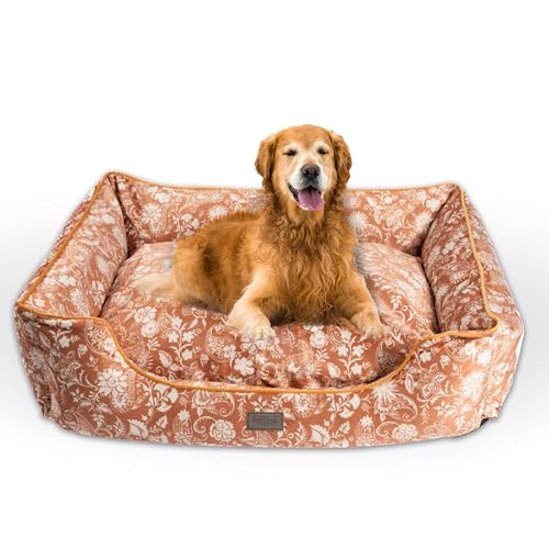 bo&flash Kuscheliges Hundebett Austin "Emmelie" - L - Hundesofa für Kleine & Große Hunde - Design Waschbar - Gelenkschonend Mit Anti-Rutsch-Beschichtung von bo&flash