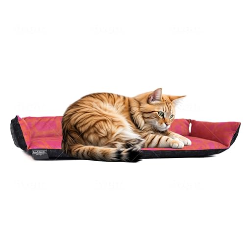 bo&flash Kuscheliges Katzenbett San Francisco für die Fensterbank – Trendiger Katzen Liegeplatz Waschbar und rutschfest – Katzenkissen mit hochklappbaren Seitenteilen – 62 × 27 × 10 cm – Chouk von bo&flash