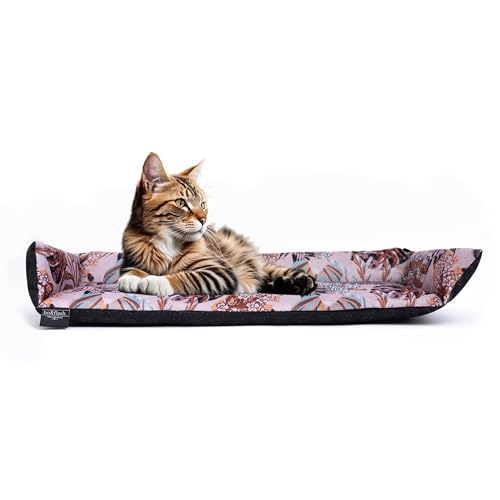 bo&flash Kuscheliges Katzenbett San Francisco für die Fensterbank – Trendiger Katzen Liegeplatz Waschbar und rutschfest – Katzenkissen mit hochklappbaren Seitenteilen – 62 × 27 × 10 cm – Erdem von bo&flash