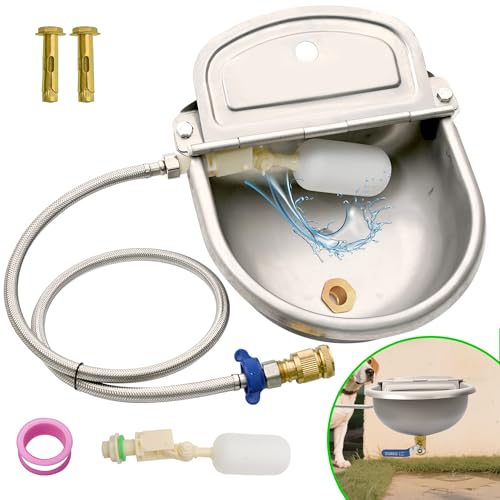 Boajf Automatischer Hundewasserspender 1 Gallone mit Drainagesystem & Auto Nachfüllen, 304 Edelstahl, inklusive Bewässerung, Drainagewasserventil, 2 Schwimmerventil, Schlauch-Schnellanschluss, für Boajf Automatischer Hundewasserspender 1 Gallone mit Drainagesystem & Auto Nachfüllen, 304 Edelstahl, inklusive Bewässerung, Drainagewasserventil, 2 Schwimmerventil, Schlauch-Schnellanschluss, für von boajf