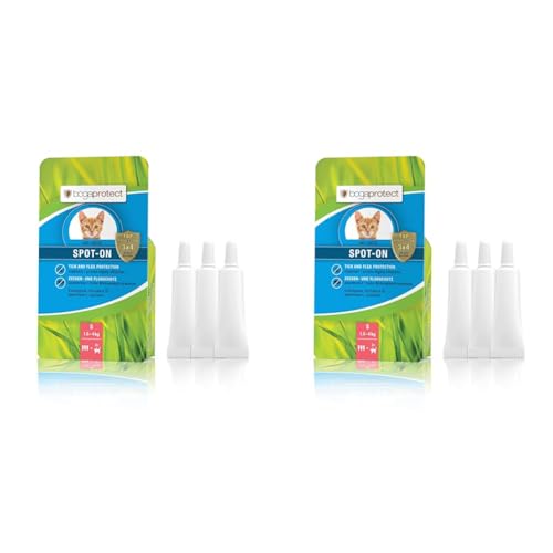 bogaprotect Spot ON für Katzen - Zecken und Flohmittel Katzen - 1.5-4 kg - Mittel gegen Katzenflöhe & Zecken - Katzen Flohmittel - UBO0355 - Vorrat für 12 Wochen (Packung mit 2) von bogaprotect
