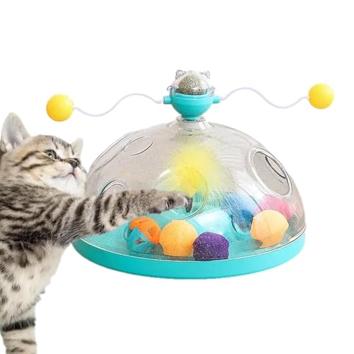 boiler Katzen-Spinner-Spielzeug | Interaktives elastisches Spielzeug | Rollenbahnen mit Katzenminze-Feder-Haustierspielzeug, interaktives Kätzchenspielzeug für Kätzchenkatzen von boiler