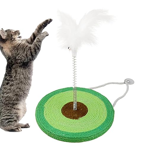 boiler Katzenkratzer mit Feder - 2-in-1-Katzenspielzeug - Interaktiver Katzenfederstab mit Feder und Sisalschnur für Katzenkätzchen, die Spaß am Übungsspiel von boiler