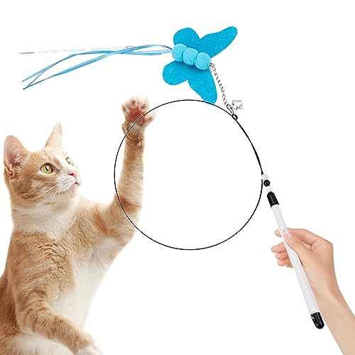 boiler Katzenspielzeug Teaser Zauberstab | Teaser-Spielzeug für interaktives Spielen mit Schmetterlingen - Kitten Toys Katzen-Angelrute-Spielzeug mit Glocke, Flexibler Stahldraht, lustiges von boiler
