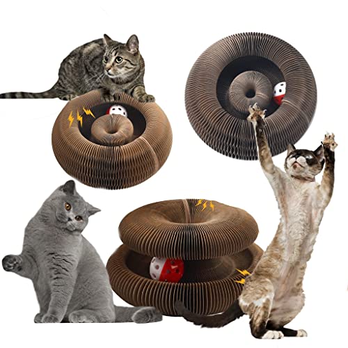 Kitty Kurlz Katzenspielzeug, Magisches Akkordeon-Kratzbrett, Interaktives Spielzeug mit Kugelbahn, Kratzspielzeug aus Karton für Wohnungskatzen und Kätzchen, zur Beschäftigung und Bewegung Kitty Kurlz Katzenspielzeug, Magisches Akkordeon-Kratzbrett, Interaktives Spielzeug mit Kugelbahn, Kratzspielzeug aus Karton für Wohnungskatzen und Kätzchen, zur Beschäftigung und Bewegung von bonitacrylic
