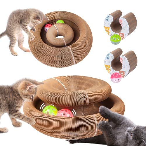 bonitacrylic 2 PCS Kitty Kurlz Katzenspielzeug, magisches Akkordeon-Kratzbrett, interaktives Orgelspielzeug mit einem Bälle, Bereicherung Kratzmatte für Kätzchenbett aus Karton bonitacrylic 2 PCS Kitty Kurlz Katzenspielzeug, magisches Akkordeon-Kratzbrett, interaktives Orgelspielzeug mit einem Bälle, Bereicherung Kratzmatte für Kätzchenbett aus Karton von bonitacrylic