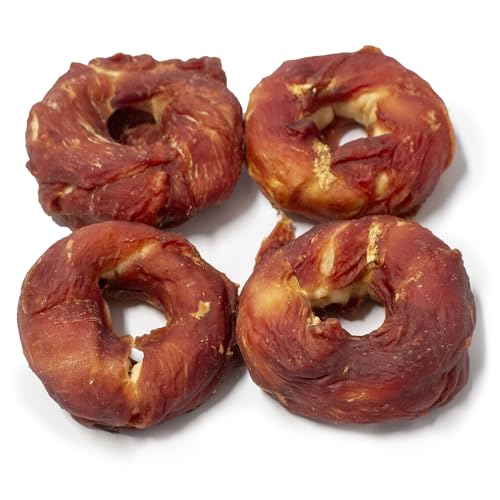 Bontoy 4 Donuts aus Rinderhaut ummantelt mit Entenfleisch Größe S I ca. 200g I Kauspass für den Hund I Leckerli I Belohnung von bontoy