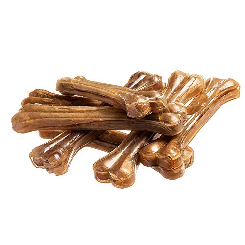 Bontoy Hundekauknochen I 10 Stück x 21 cm I Naturprodukt aus Reiner Rinderhaut I proteinreich und gut für die Kaumuskulatur ihres Hundes I Leckerli I Belohnung für den Hund von bontoy