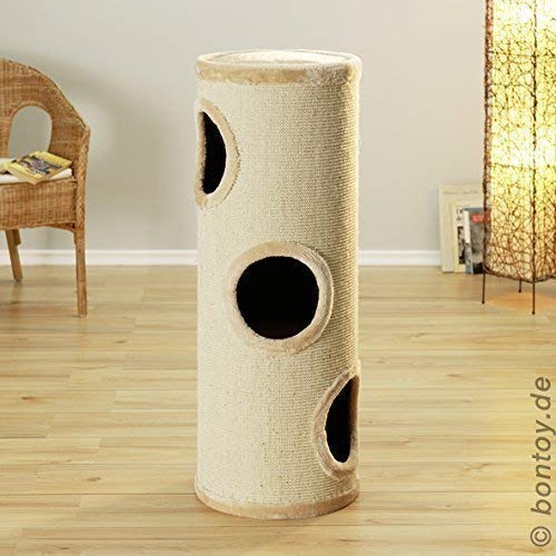 Bontoy Kratztonne Buddy in Creme I 37 cm x 100 cm I mit weichem Liegebett I DREI Höhlen Bontoy Kratztonne Buddy in Creme I 37 cm x 100 cm I mit weichem Liegebett I DREI Höhlen von bontoy