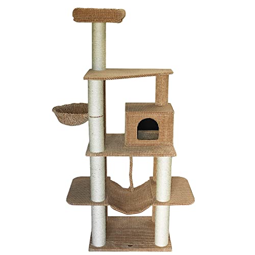 Bontoy Kratzbaum Felix Pro | Farbe braun | Sisalstämme mit 12cm Durchmesser | Natursisal |198 cm | für große Katzen von bontoy