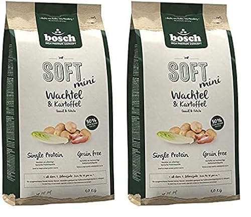 Bosch HPC Soft Mini Wachtel & Kartoffel | halbfeuchtes Hundefutter für ausgewachsene Hunde Kleiner Rassen | Single Protein | Grain-Free | 1 x 1 kg (Packung mit 2) von bosch TIERNAHRUNG